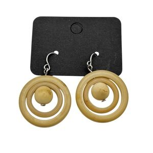 Vintage Lucite Mod Dangle Earring Round Movable Circle 70s Pierced Earrings Boho